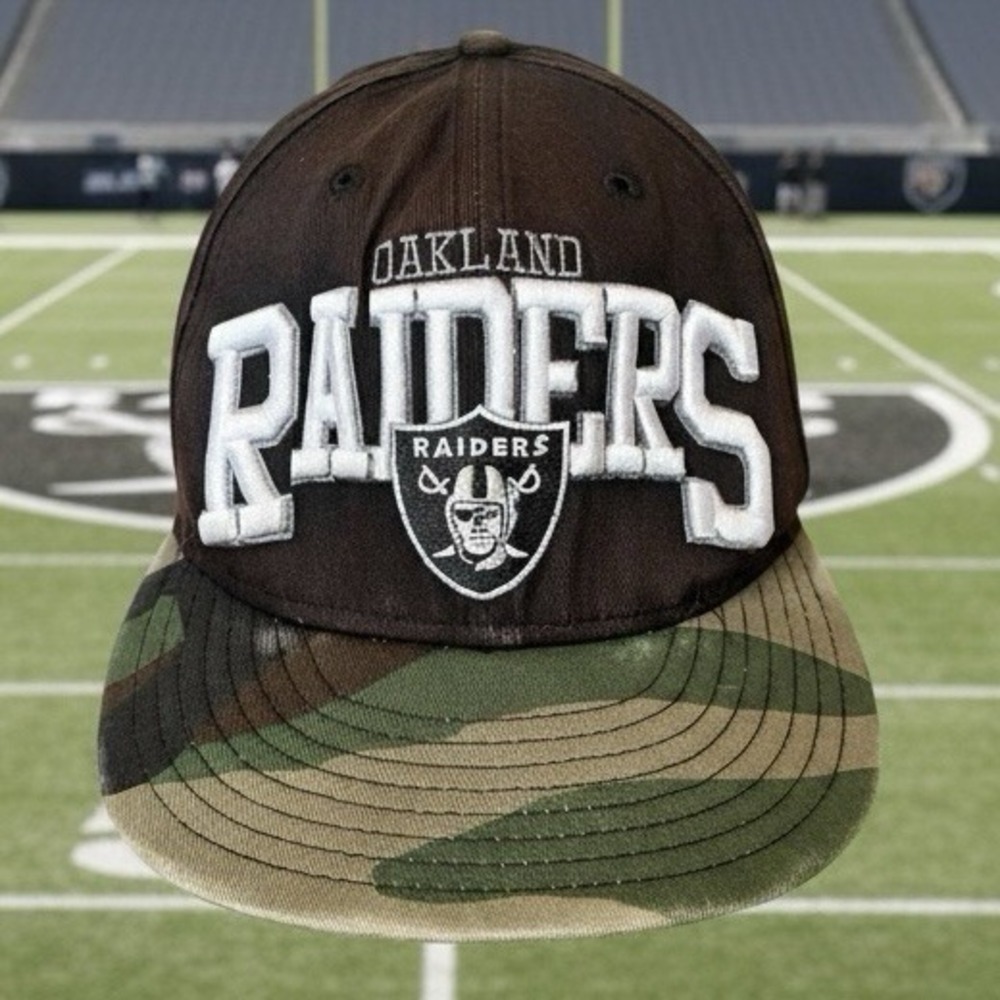 New Era 9Fifty Oakland Raiders Hat Mens Snapback M/L Blck Camo Bill Cap Football